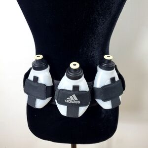 Adidas 3-Flask Hydration Running Belt with Front Zippered Pouch - Black